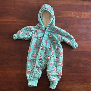 NWOT Little Green Radicals Fox Sherpa Snowsuit Onesie